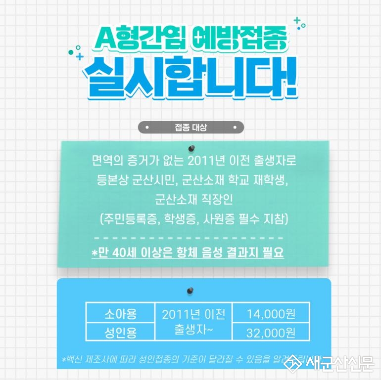 A형간염 예방접종 비용 인하