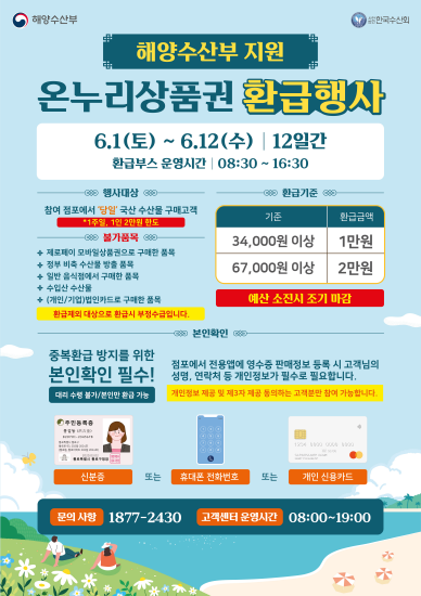 군산 수산물 온누리상품권 환급행사 추진