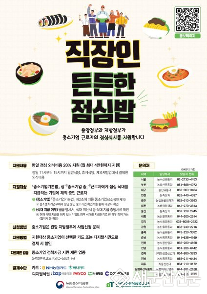 중소기업 근로자 ‘든든한 점심밥 사업’ 추진