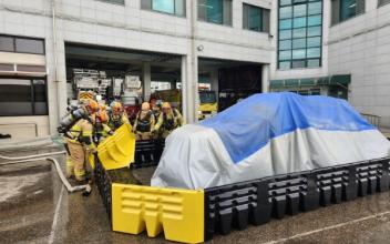 군산소방서, 전기차 화재 진압훈련